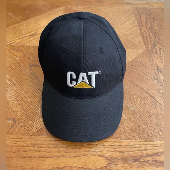 Hat Cap Adjustable CAT Embroidered Logo Black - Picture 1 of 6
